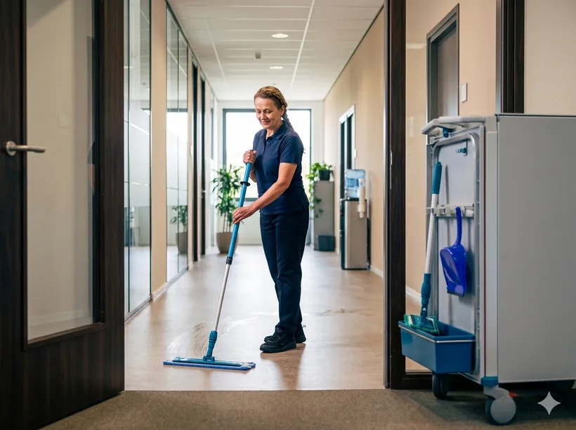 Vakkundige medewerker van NEXXT tijdens een periodieke schoonmaakronde